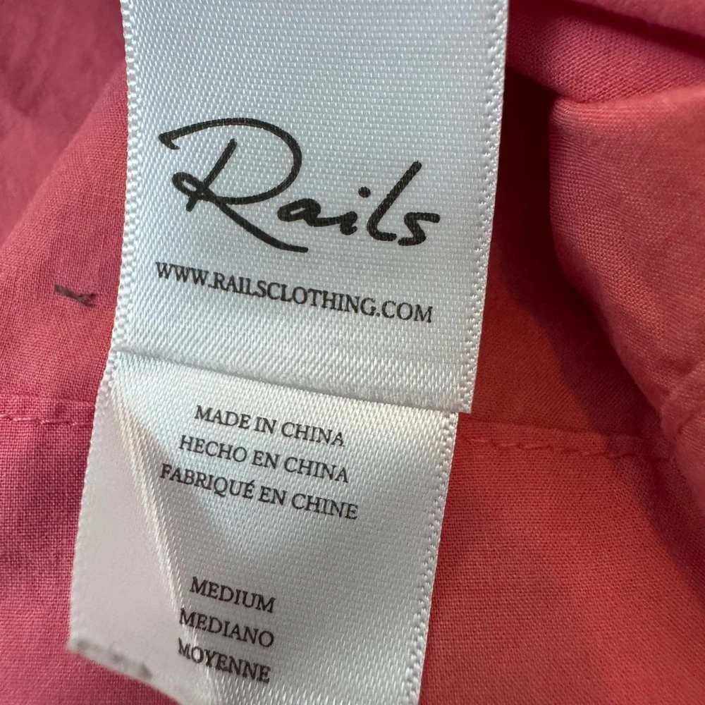 Rails Yvette Cotton Midi Dress Cinched Waist Spiced Coral Side Cutout Medium - Picture 6 of 12